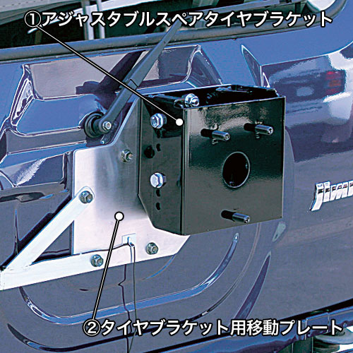 アジャスタブルスペアタイヤブラケット / タイヤブラケット移動プレート
